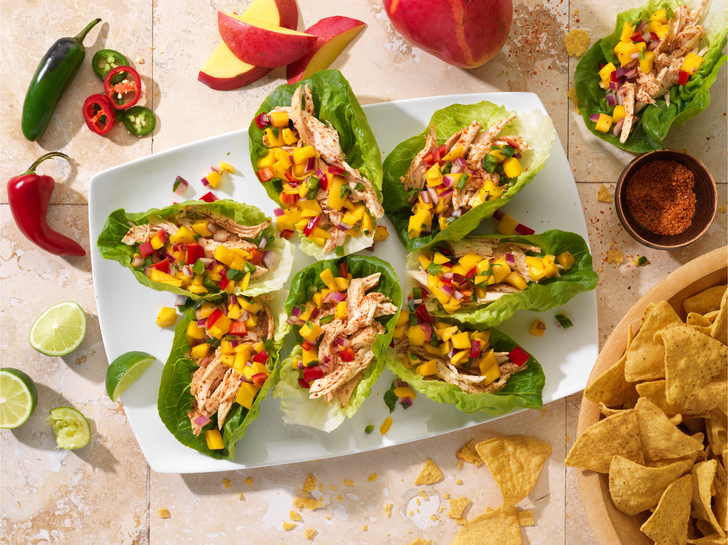Baby Gem Lettuce Tacos with Mango Salsa